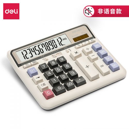 得力(deli)雙電源電腦按鍵計(jì)算器 12位大屏橫式計(jì)算機(jī) 金融財(cái)務(wù)/銀行計(jì)算 辦公文具用品 白色2135