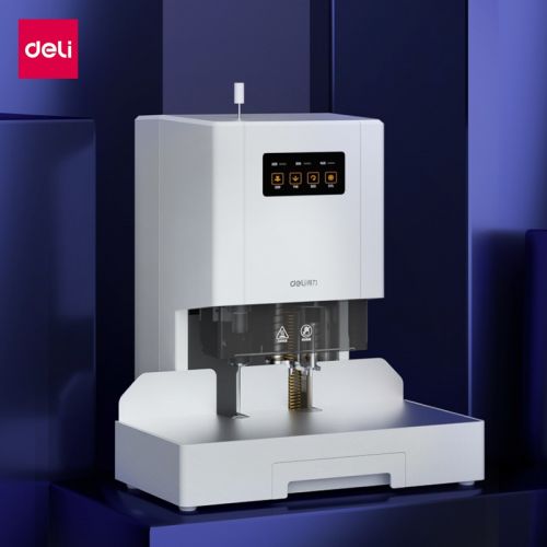 得力（deli）14601 激光定位自動會計財務(wù)憑證裝訂機 熱熔膠鉚管裝訂機電動檔案文件打孔機